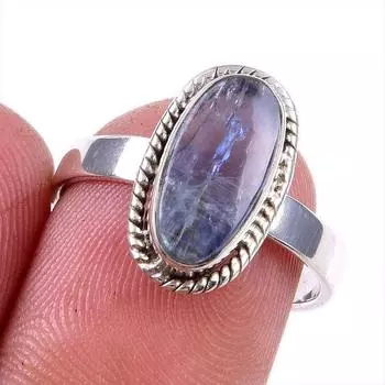 Natural Kyanite Gemstone Handmade 925 Solid Sterling Silver Gift Ring S.7 C9m26
