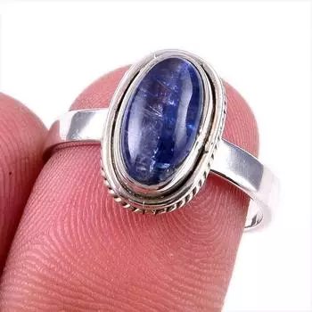 Natural Kyanite Gemstone Handmade 925 Solid Sterling Silver Gift Ring S.7 Y5U22
