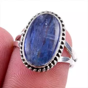 Natural Kyanite Gemstone Handmade 925 Solid Sterling Silver Gift Ring S.6 r2l07