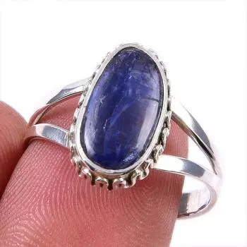 Natural Kyanite Gemstone Handmade 925 Solid Sterling Silver Gift Ring S.9 y0e05