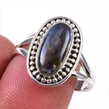 Natural Kyanite Gemstone Handmade 925 Solid Sterling Silver Gift Ring S.6 d6w36