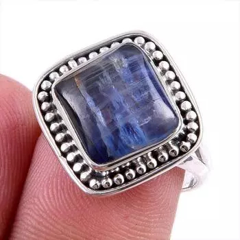 Natural Kyanite Gemstone Handmade 925 Solid Sterling Silver Gift Ring S.7 T9Z54