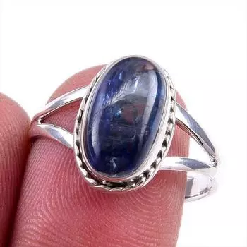 Natural Kyanite Gemstone Handmade 925 Solid Sterling Silver Gift Ring S.9 a6U94