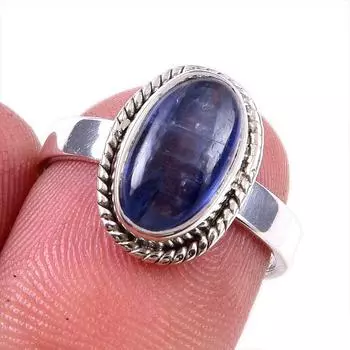 Natural Kyanite Gemstone Handmade 925 Solid Sterling Silver Gift Ring S.6 t7H98
