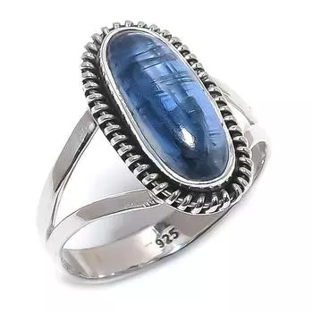 Natural Kyanite Gemstone Handmade 925 Solid Sterling Silver Gift Ring S.9 f9E09