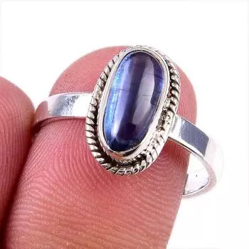 Natural Kyanite Gemstone Handmade 925 Solid Sterling Silver Gift Ring S.9 z1m54