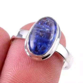 Natural Kyanite Gemstone Handmade 925 Solid Sterling Silver Gift Ring S.8 g1Y47
