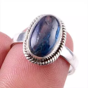 Natural Kyanite Gemstone Handmade 925 Solid Sterling Silver Gift Ring S.6 m2d67