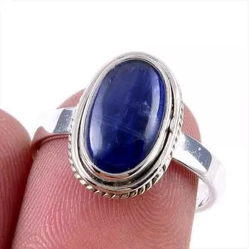 Natural Kyanite Gemstone Handmade 925 Solid Sterling Silver Gift Ring S.7 Z4n93
