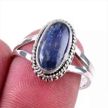Natural Kyanite Gemstone Handmade 925 Solid Sterling Silver Gift Ring S.8 Z9Z96