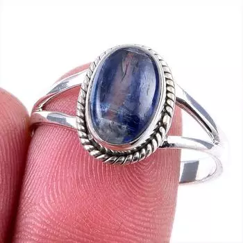 Natural Kyanite Gemstone Handmade 925 Solid Sterling Silver Gift Ring S.10 h5G68