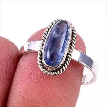 Natural Kyanite Gemstone Handmade 925 Solid Sterling Silver Gift Ring S.9 z5l62