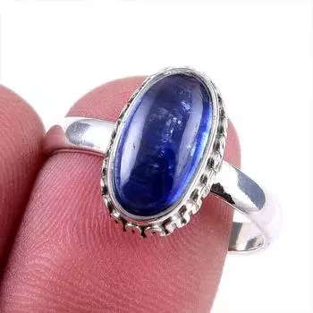 Natural Kyanite Gemstone Handmade 925 Solid Sterling Silver Gift Ring S.9 U1A21
