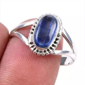 Natural Kyanite Gemstone Handmade 925 Solid Sterling Silver Gift Ring S.10 C4l73