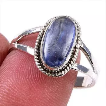 Natural Kyanite Gemstone Handmade 925 Solid Sterling Silver Gift Ring S.10 Z5k67
