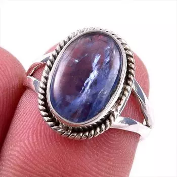 Natural Kyanite Gemstone Handmade 925 Solid Sterling Silver Gift Ring S.6 O3f65