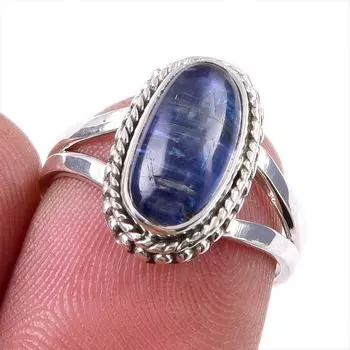Natural Kyanite Gemstone Handmade 925 Solid Sterling Silver Gift Ring S.6 q2P47