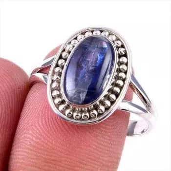 Natural Kyanite Gemstone Handmade 925 Solid Sterling Silver Gift Ring S.10 T7h41