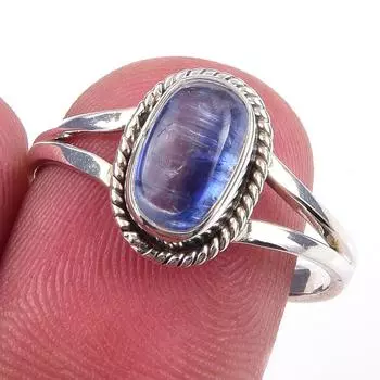 Natural Kyanite Gemstone Handmade 925 Solid Sterling Silver Ring Size 8 v6n47