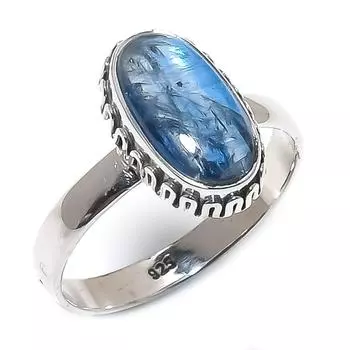 Natural Kyanite Gemstone Handmade 925 Solid Sterling Silver Gift Ring S.9 E0M84