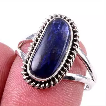 Natural Kyanite Gemstone Handmade 925 Solid Sterling Silver Gift Ring S.8 w0w00