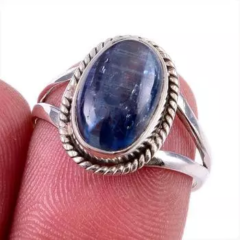 Natural Kyanite Gemstone Handmade 925 Solid Sterling Silver Gift Ring S.7 P7Z84