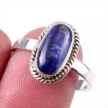 Natural Kyanite Gemstone Handmade 925 Solid Sterling Silver Gift Ring S.9 r9u56