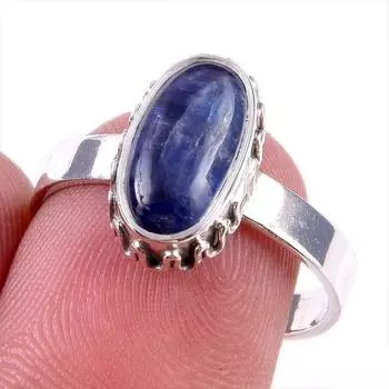 Natural Kyanite Gemstone Handmade 925 Solid Sterling Silver Gift Ring S.8 N7p84