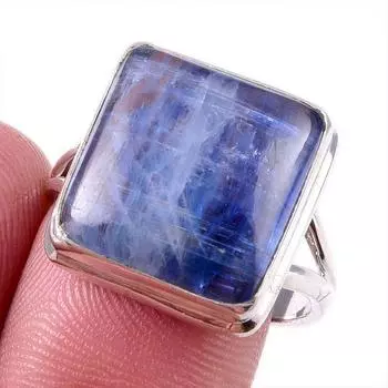Natural Kyanite Gemstone Handmade 925 Solid Sterling Silver Gift Ring S.8 q6s45