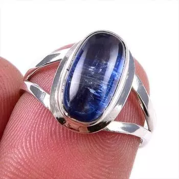 Natural Kyanite Gemstone Handmade 925 Solid Sterling Silver Gift Ring S.6 i7T33