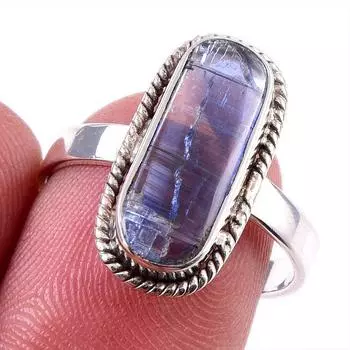 Natural Kyanite Gemstone Handmade 925 Solid Sterling Silver Gift Ring S.8 v5W99