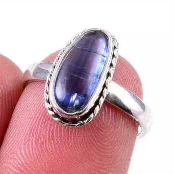 Natural Kyanite Gemstone Handmade 925 Solid Sterling Silver Gift Ring S.6 E4R47