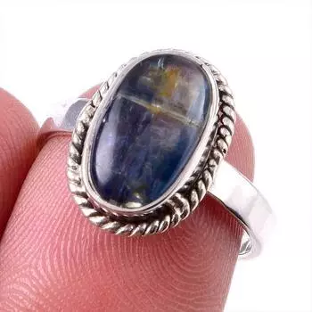 Natural Kyanite Gemstone Handmade 925 Solid Sterling Silver Gift Ring S.7 A3P29