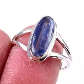 Natural Kyanite Gemstone Handmade 925 Solid Sterling Silver Gift Ring S.8 y7i99