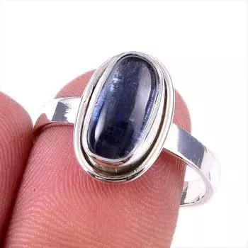 Natural Kyanite Gemstone Handmade 925 Solid Sterling Silver Gift Ring S.9 u8K95