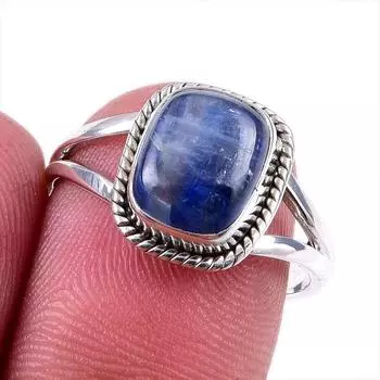 Natural Kyanite Gemstone Handmade 925 Solid Sterling Silver Gift Ring S.8 R0S32