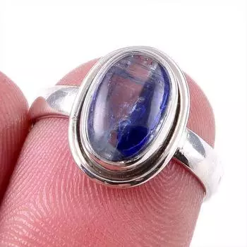Natural Kyanite Gemstone Handmade 925 Solid Sterling Silver Gift Ring S.6 Z1E64