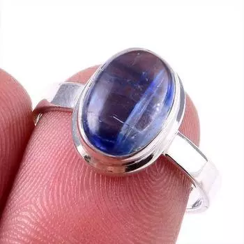 Natural Kyanite Gemstone Handmade 925 Solid Sterling Silver Gift Ring S.8 Z9q44