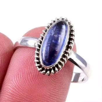 Natural Kyanite Gemstone Handmade 925 Solid Sterling Silver Gift Ring S.10 K5A82