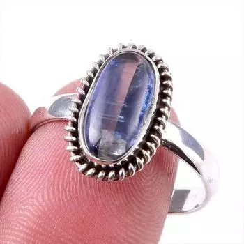 Natural Kyanite Gemstone Handmade 925 Solid Sterling Silver Gift Ring S.10 j1R61
