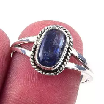 Natural Kyanite Gemstone Handmade 925 Solid Sterling Silver Ring Size 8 B4o64