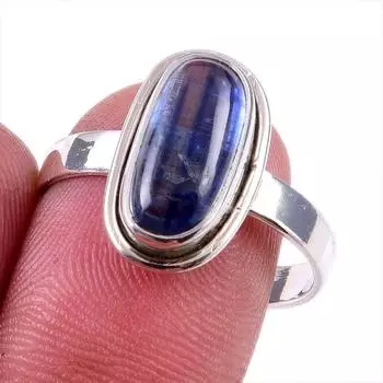 Natural Kyanite Gemstone Handmade 925 Solid Sterling Silver Gift Ring S.7 z7y27