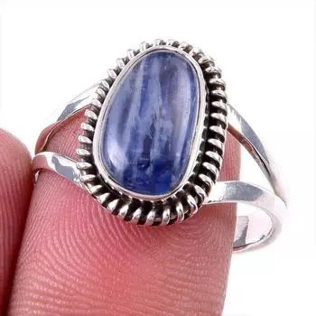 Natural Kyanite Gemstone Handmade 925 Solid Sterling Silver Gift Ring S.9 i9w96