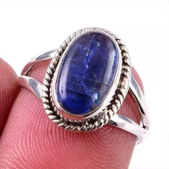Natural Kyanite Gemstone Handmade 925 Solid Sterling Silver Gift Ring S.6 g5z49