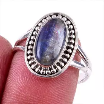 Natural Kyanite Gemstone Handmade 925 Solid Sterling Silver Gift Ring S.8 V8F84
