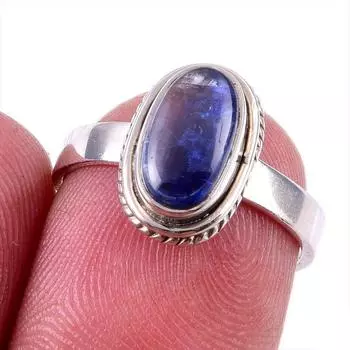 Natural Kyanite Gemstone Handmade 925 Solid Sterling Silver Gift Ring S.6 B3E64