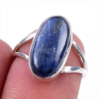 Natural Kyanite Gemstone Handmade 925 Solid Sterling Silver Gift Ring S.6 k1G38