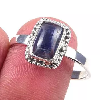 Natural Kyanite Gemstone Handmade 925 Solid Sterling Silver Ring Size 10 f0H67