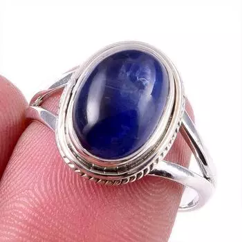 Natural Kyanite Gemstone Handmade 925 Solid Sterling Silver Gift Ring S.8 Z5K06