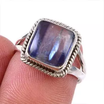 Natural Kyanite Gemstone Handmade 925 Solid Sterling Silver Gift Ring S.6 z4G51